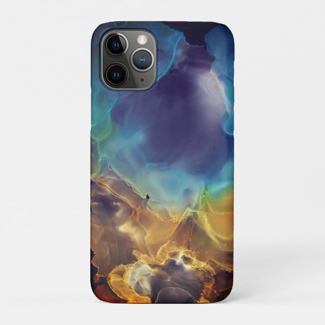 Coques Case-Mate iPhone Space Nebula bleu jaune Alcool art (Dos)