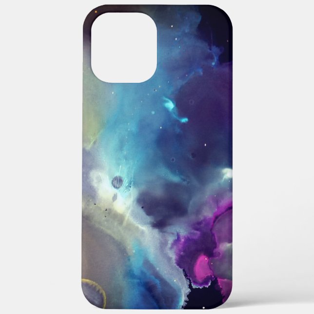 Coques Case-Mate iPhone Space Nebula Jaune bleu rose Art de l'encre d'alco (Verso)