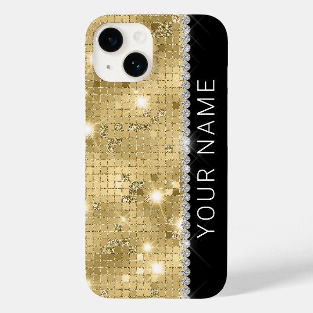 Coques Case-Mate iPhone Sparkle Gold Parties scintillant Nom personnalisé (Verso)