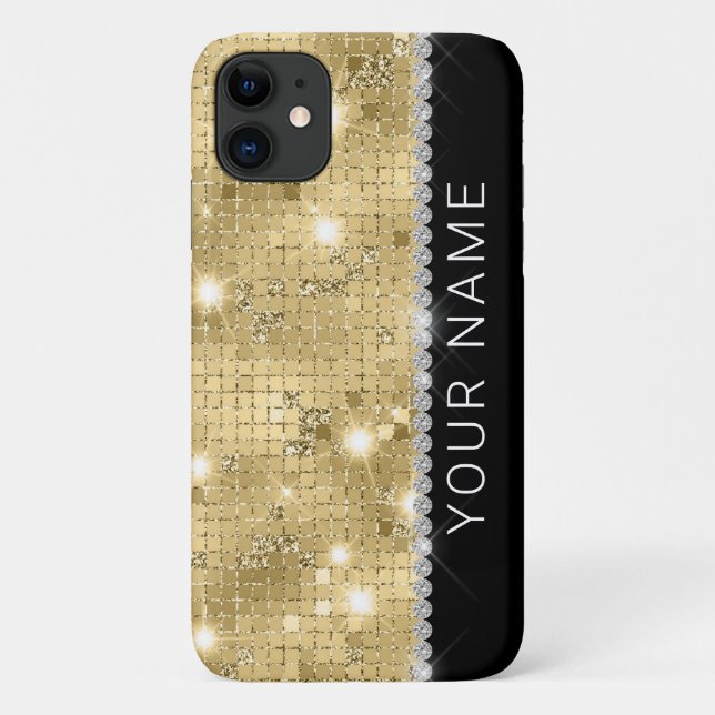 Coques Case-Mate iPhone Sparkle Gold Parties scintillant Nom personnalisé (Dos)