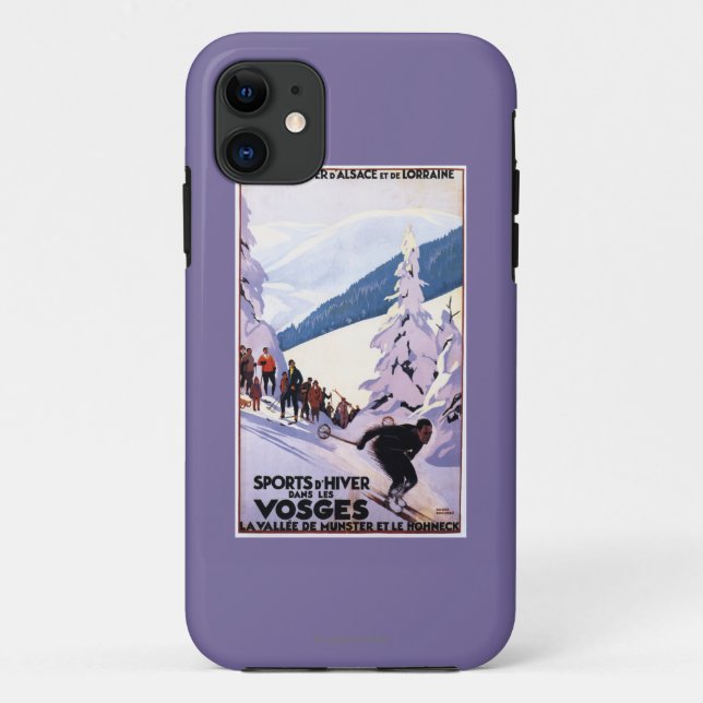 Coques Case-Mate iPhone Spectateurs observant l'affiche de skieur (Dos)