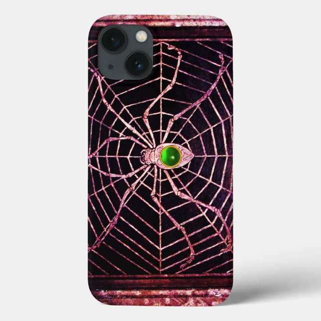Coques Case-Mate iPhone SPIDER ET WEB Green Emerald Gem, Noir (Verso)