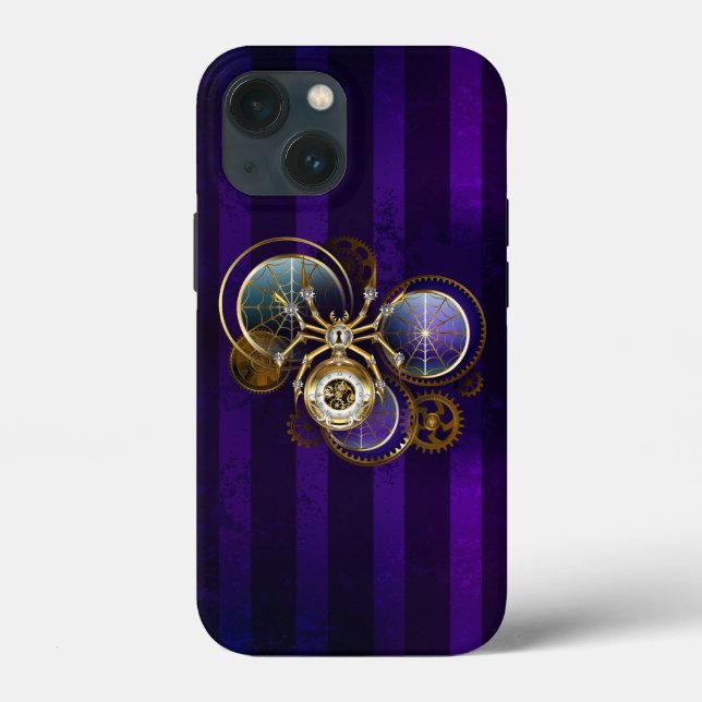 Coques Case-Mate iPhone Spider Steampunk sur Arrière - plan pourpre (Verso)
