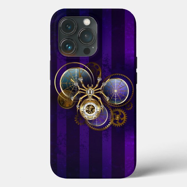Coques Case-Mate iPhone Spider Steampunk sur Arrière - plan pourpre (Verso)