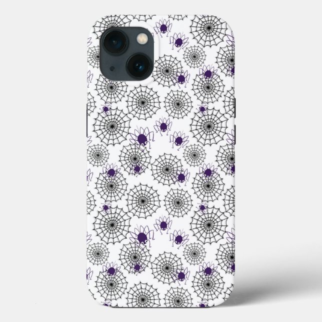 Coques Case-Mate iPhone Spiderweb & araignées violettes Halloween Motif bl (Verso)