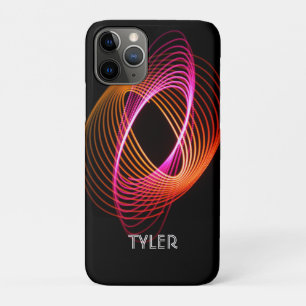 Case-Mate iPhone Case Spiral de lumière rose et orange, nom en texte bla