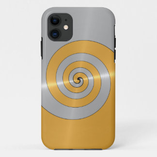 Coques Pour iPhone Spirale métallique brillante en or et en platine 3