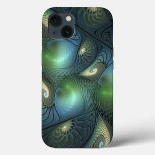 Case-Mate iPhone Case Spirales cool Beige Vert Turquoise Fractal Art