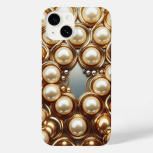 Coque Case-Mate iPhone Spirales dorées 3D de luxe et perle de crème radia