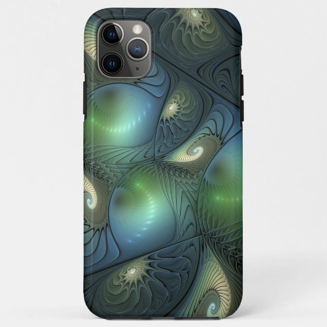 Coques Case-Mate iPhone Spirales Turquoise Beige Vert Abstrait Fractal Art (Dos)