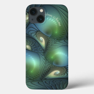 Case-Mate iPhone Case Spirales Turquoise Beige Vert Abstrait Fractal Art