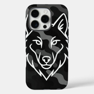 Coque iPhone 16 Pro Spirit Camouflage - White Wolf Line Art
