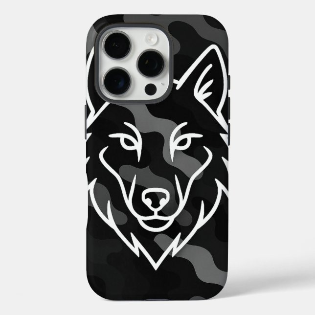 Coques Case-Mate iPhone Spirit Camouflage - White Wolf Line Art (Verso)