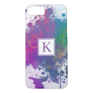 Case-Mate iPhone Case Splashes Abstraits de peinture, Monogramme simple