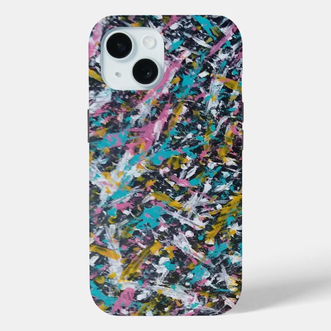 Coques Case-Mate iPhone Splatter Abstrait en noir et plusieurs couleurs (Verso)