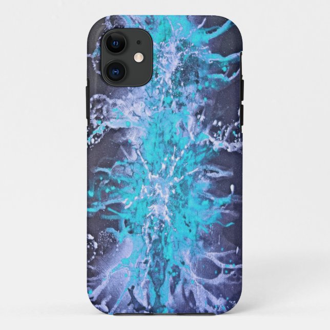 Coques Case-Mate iPhone Splatter Grunge Design - bleu (Dos)