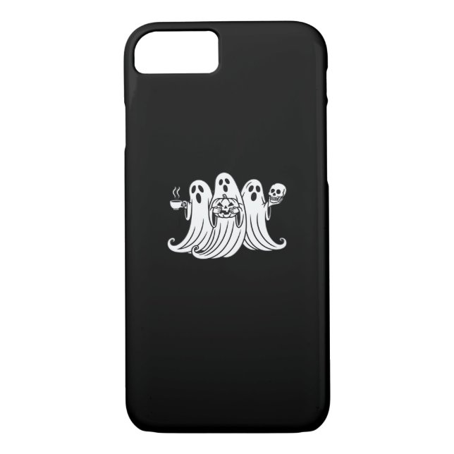 Coques Case-Mate iPhone Spooky Coffee Sipping Pumpkin Holding (Dos)