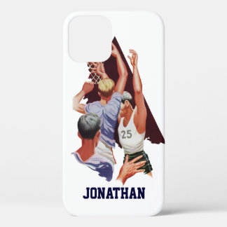 Coques Pour iPhone Sports Anciens, Joueurs de Basket-ball dans un Mat