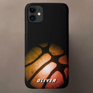 Case-Mate iPhone Case Sports de basket-ball en métal noir orange