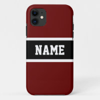 Sporty Deep Red Black White Athletic Stripes Texte