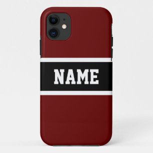 Case-Mate iPhone Case Sporty Deep Red Black White Athletic Stripes Texte