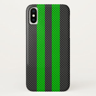 Coques Pour iPhone Sporty Green Carbon Fiber Style Racing Stripes