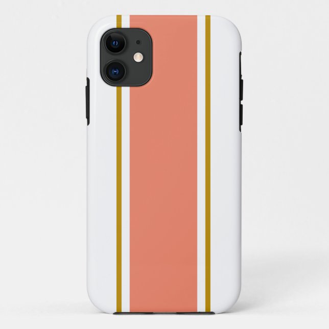 Coques Case-Mate iPhone Sporty Light Orange Brown White Racing Stripes (Dos)