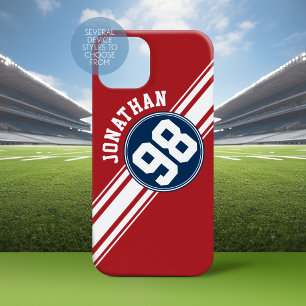 Coque Case-Mate iPhone Sporty Red, White and Blue Stripes Nom Numéro