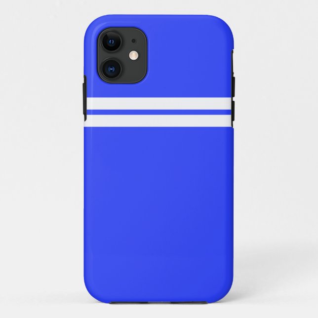Coques Case-Mate iPhone Sporty Twin White Racing Stripes Sur Royal Blue (Dos)
