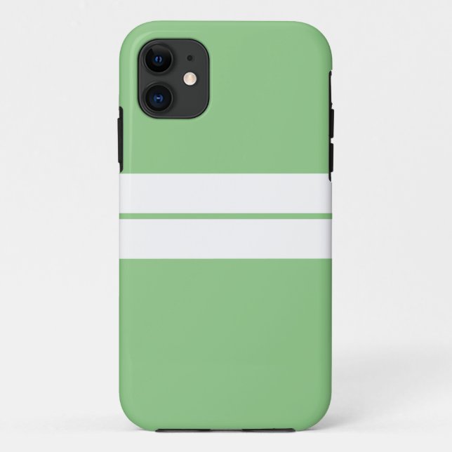 Coques Case-Mate iPhone Sporty Twin White Racing Stripes Sur Vert Clair (Dos)