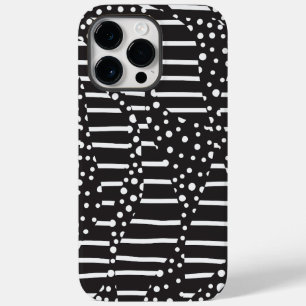 Coque Case-Mate iPhone Spots et bandes 2 en blanc sur noir