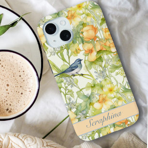 Coque Case-Mate iPhone Spring Floral & Bluebird Pastel Jaune Nom personna
