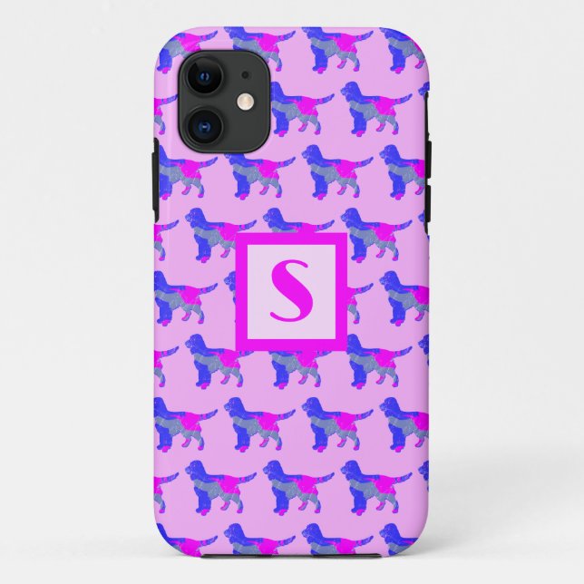 Coques Case-Mate iPhone Sprocker Espaniel mignon Chien rose Silhouette Mon (Dos)