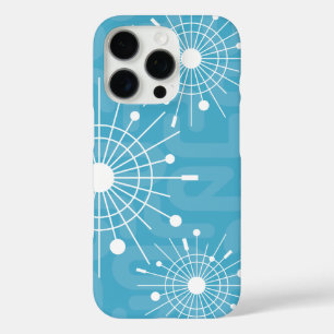 Coques iPhone 16 Pro Sputnik atomique moderne Snowflake Noël Aqua
