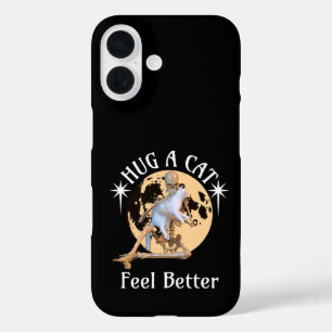 Coque Pour iPhone 16 Squelette de chat câlin au clair de lune Confort H