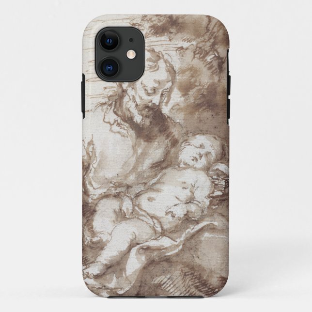 Coques Case-Mate iPhone St Joseph avec l'enfant de sommeil du Christ (Dos)