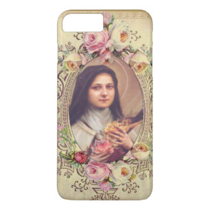 Coque iPhone 8 Plus/7 Plus St Therese les petits roses blancs de la fleur