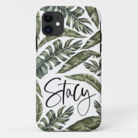 Stacy de nom personnalisé de la feuille tropicale
