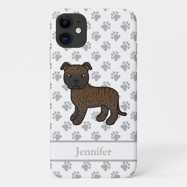 Coques Case-Mate iPhone Staffie anglais bringé Chien de dessin animé migno (Dos)