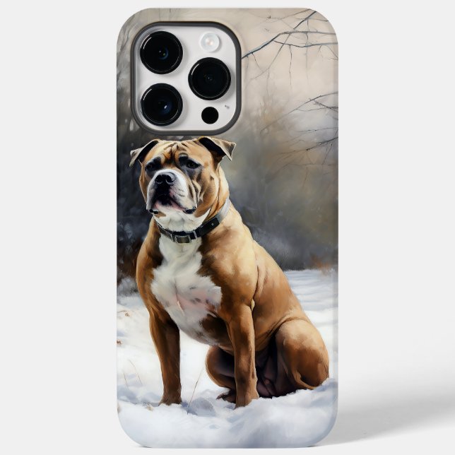 Coques Case-Mate iPhone Staffordshire Bull Terrier Laisser neiger Noël (Verso)