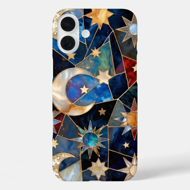 Coques Case-Mate iPhone Stained Glass Celestial iPhone Case Moon Stars  (Verso)