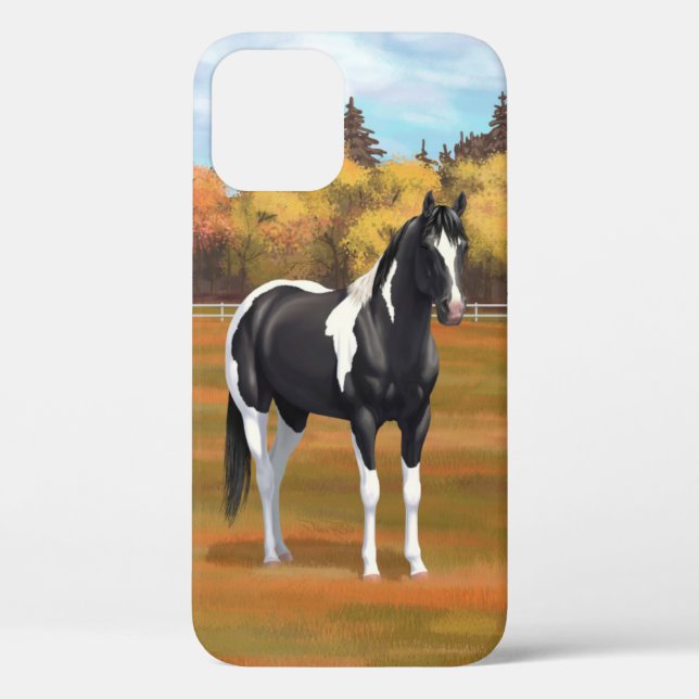 Coques Case-Mate iPhone Stallion Cheval Pinto Peinture Noir (Verso)