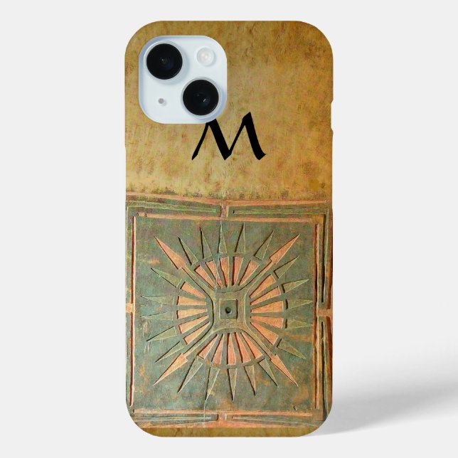 Coques Case-Mate iPhone STAR DU MATIN, Jaune, Brown, Monogramme noir (Verso)