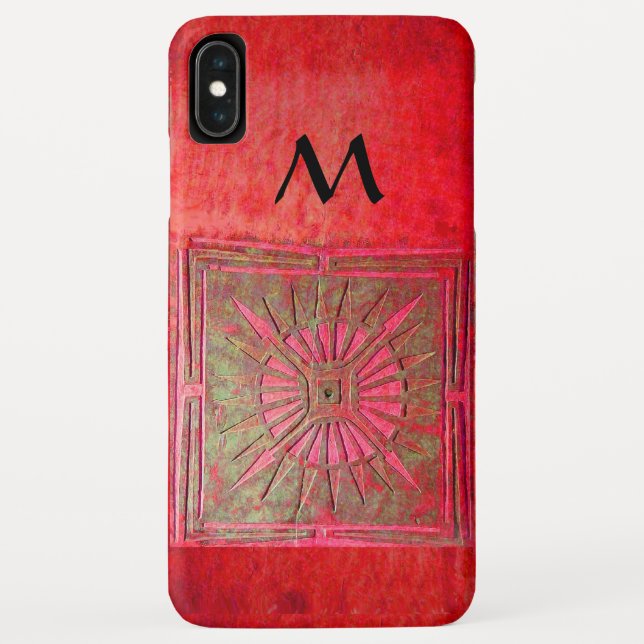 Coques Case-Mate iPhone STAR DU MATIN, Pawnee Red Green Monogramme noir (Dos)