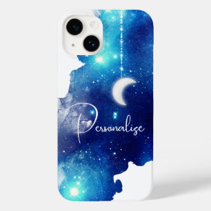 Coque Case-Mate iPhone Star Lune nuit ciel galaxie céleste bleu blanc