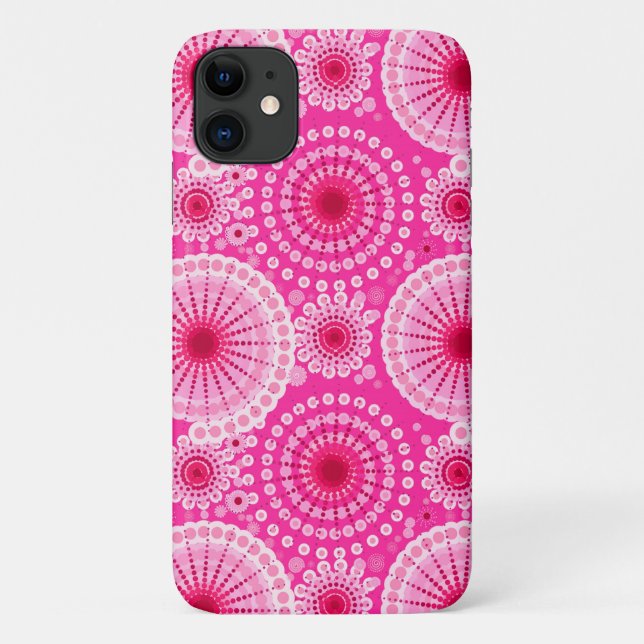 Coques Case-Mate iPhone Starburbs et pinwheel, fuchsia rose & maron (Dos)