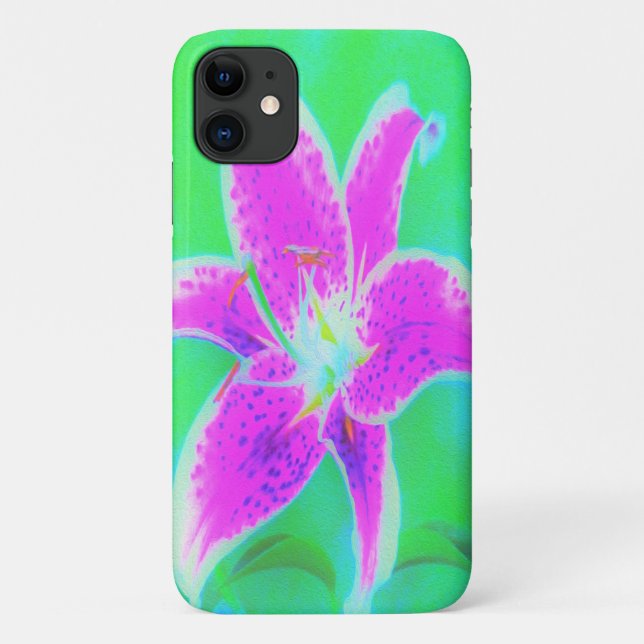 Coques Case-Mate iPhone Stargazer rose chaud Lily sur Turquoise et vert (Dos)