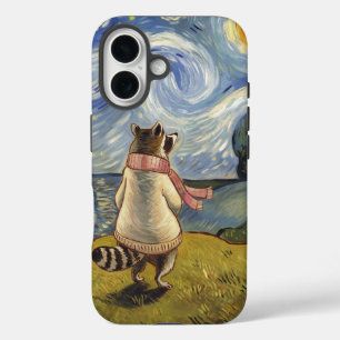 Coque Pour iPhone 16 Starry Night Stroll - Cosy Raccoon Art