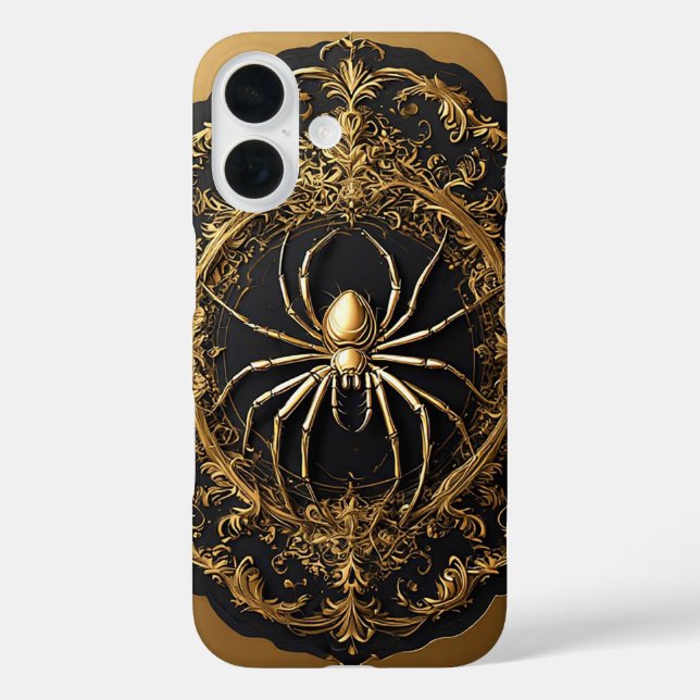 Coques Case-Mate iPhone Statue d'araignée dorée sur design de filigrane or (Verso)