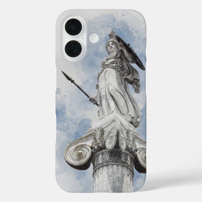 Coques Case-Mate iPhone Statue d'Athéna en aquarelle – Mythologie grecque  (Verso)